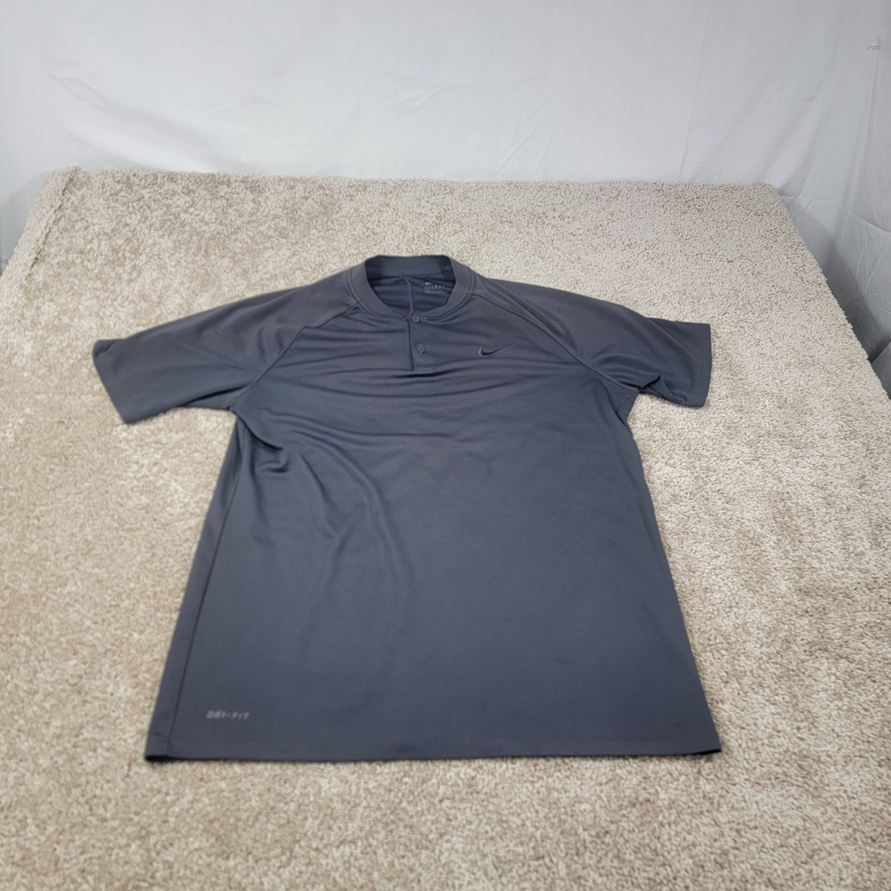 Nike Dri-FIT Gray Golf Polo Shirt Athletic‎ Training Short Sleeve Size Large